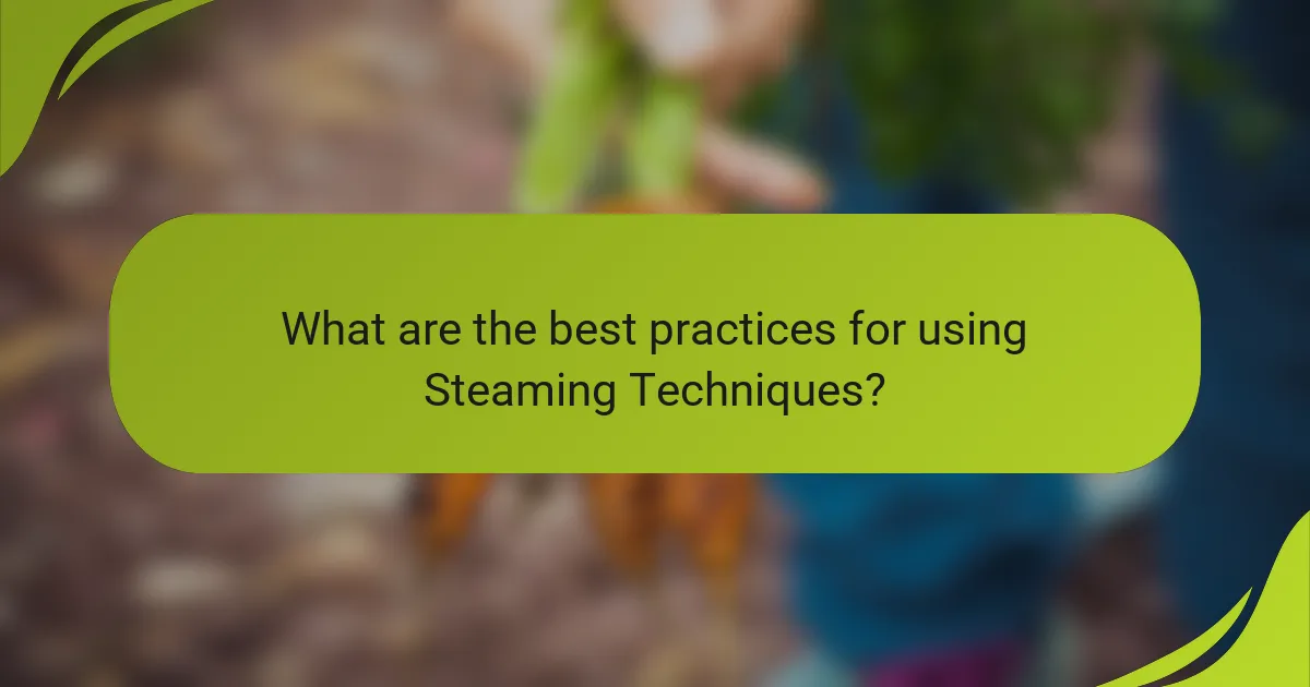 What are the best practices for using Steaming Techniques?