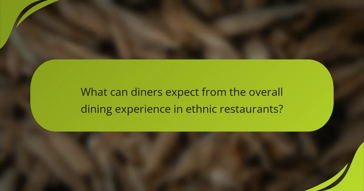 What can diners expect from the overall dining experience in ethnic restaurants?